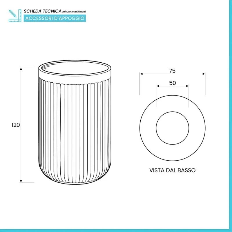 Porta spazzolini verde in plastica cannettata rigida Arizona