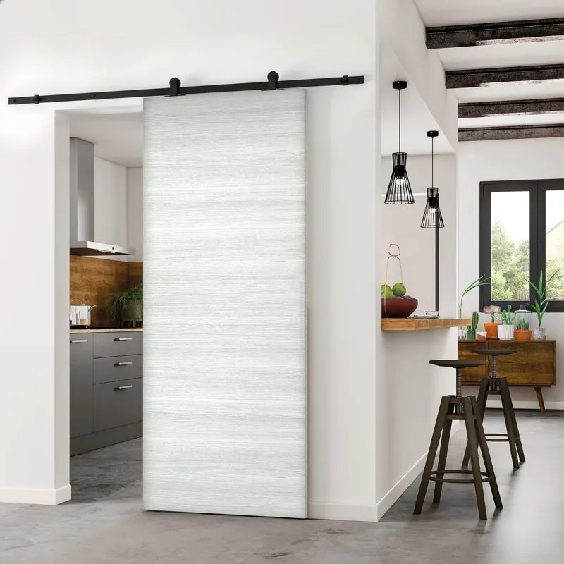 Porta scorrevole Rail in alluminio bianco, L 93 x H 212 cm, con binario Retro Reversibile