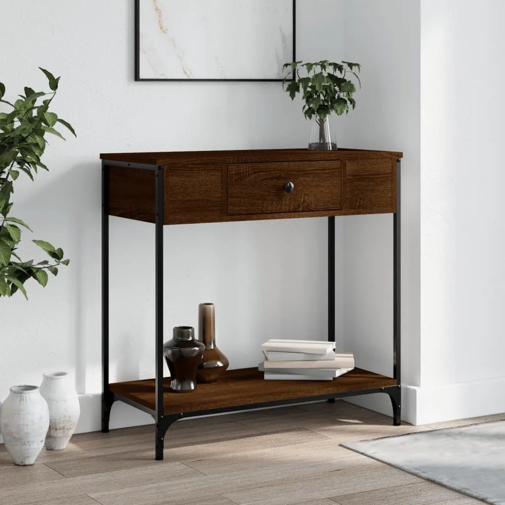Tavolino Consolle Rovere Marrone 75x34,5x75cm Legno Multistrato /