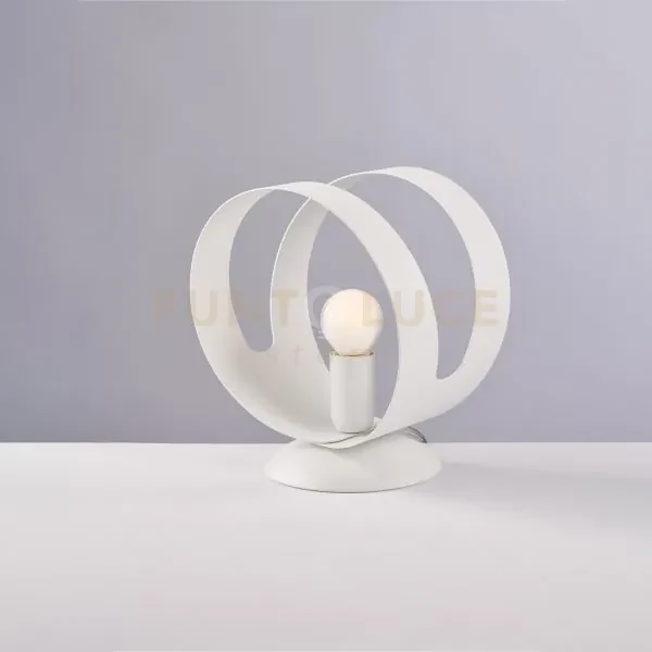 Lumetto in ferro laccato bianco con fascia tagliata a laser 1 luce