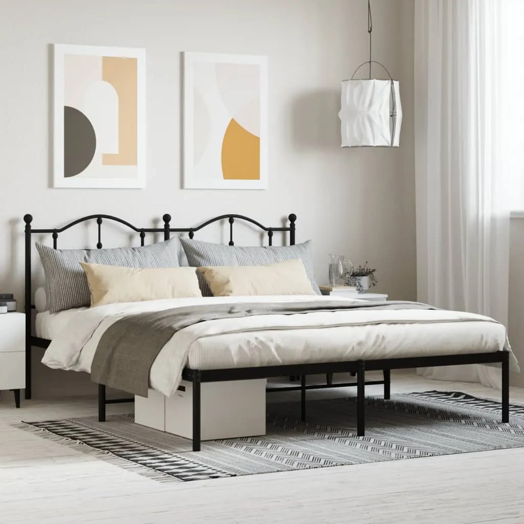 Giroletto Con Testiera İn Metallo Nero 160x200 Cm /