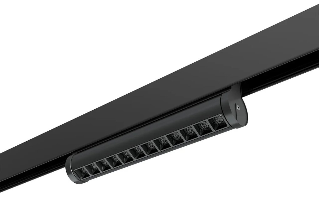 Faro LED Lineare 12W Magnetico 24cm CRI92 UGR16 Nero 48V Colore Bianco Naturale 4.000K