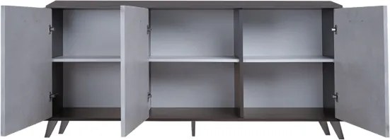 Madia in legno 160 cm a 3 ante Cemento Chiaro e struttura Antracite - LAELA