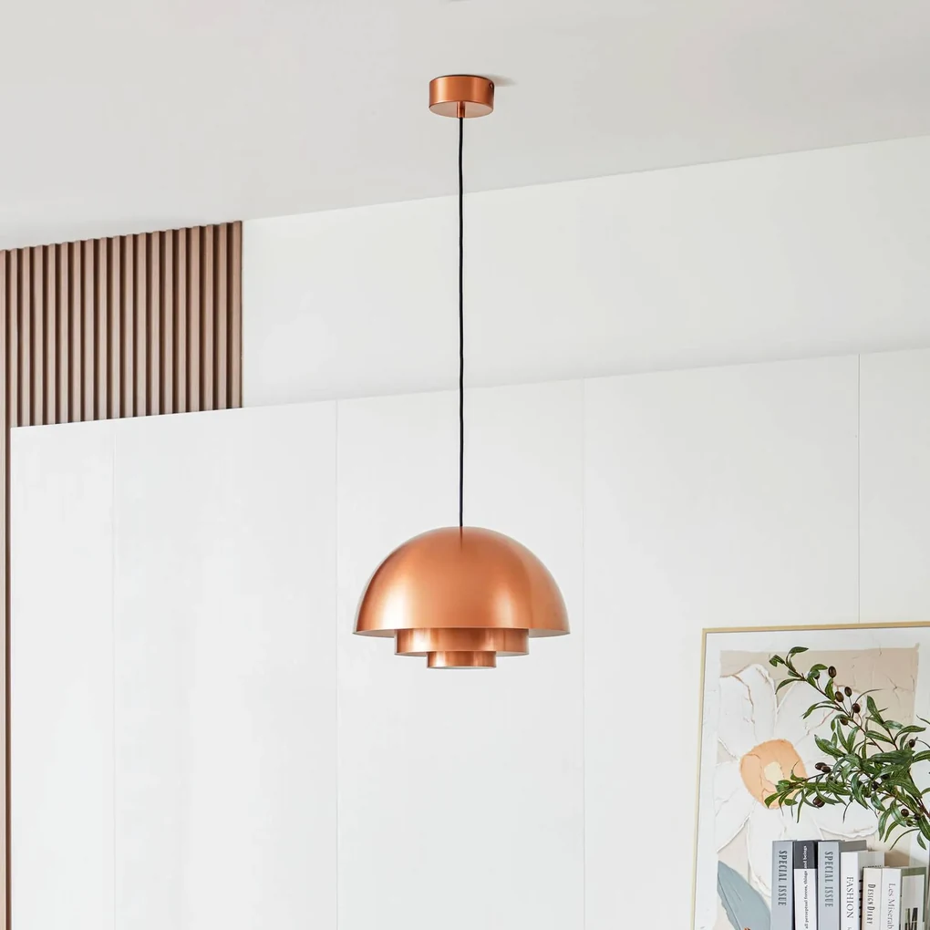Lampada a sospensione Lucande Nymara LED, rame, alluminio, Ø 40 cm