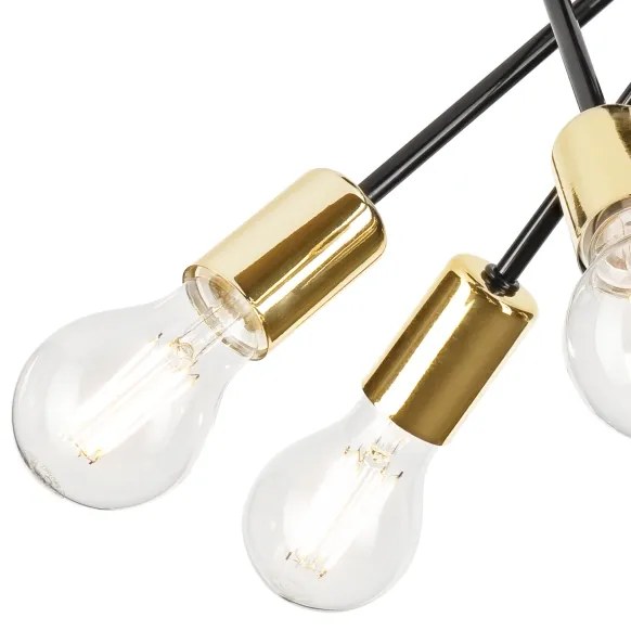 Lampadario a sospensione con supporto rigido PRIYA 5xE27/15W/230V nero