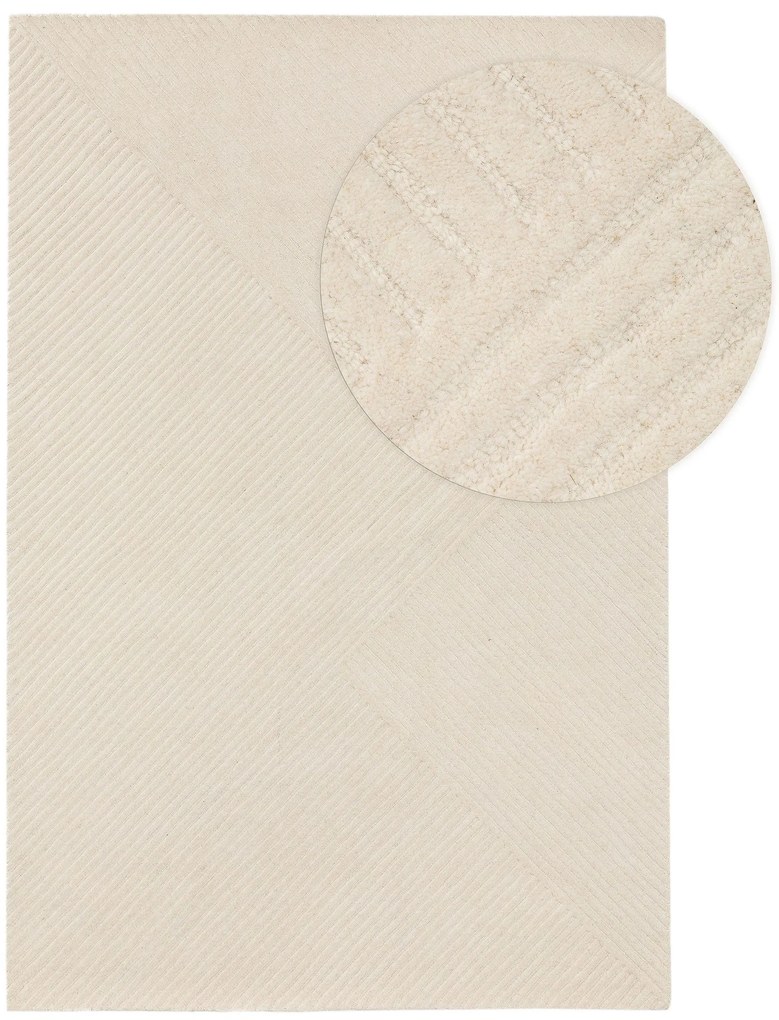 benuta Pure Tappeto di lana Yanis Ivory 120x170 cm - Tappeto fibra naturale