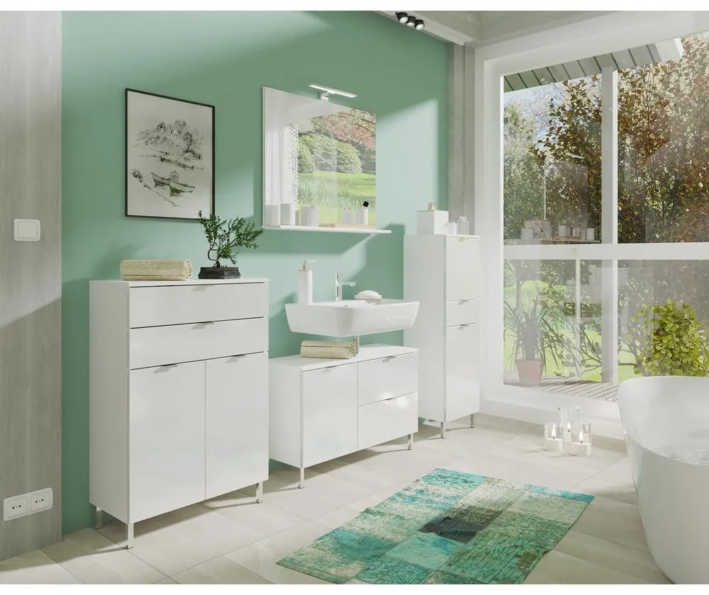 Specchio da parete con illuminazione/con ripiano 76x75 cm – Germania