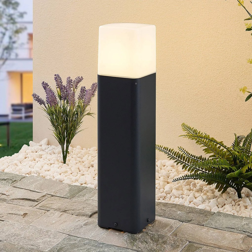 Lampione da giardino Obuna Lucande, dimmerabile, Nero, Alluminio, Moderno, Lampada da esterni