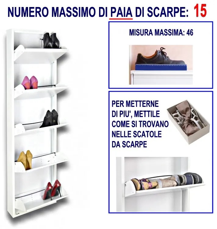 Scarpiera Slim Originale, 15 paia di scarpe, Col. Bianco