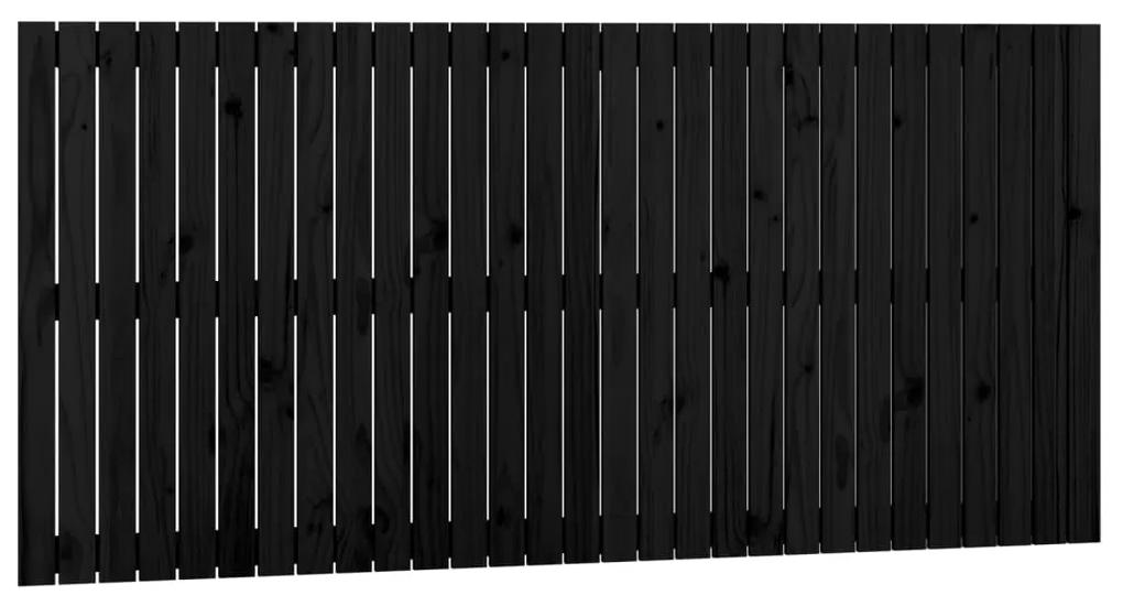 Testiera da parete nera 185x3x90 cm in legno massello di pino