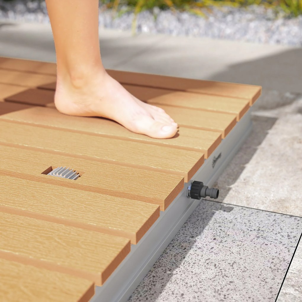 Doccia da Giardino Portatile 70x55 cm Getti d'Acqua Regolabili fino a 4 m in Polistirene Effetto Legno...