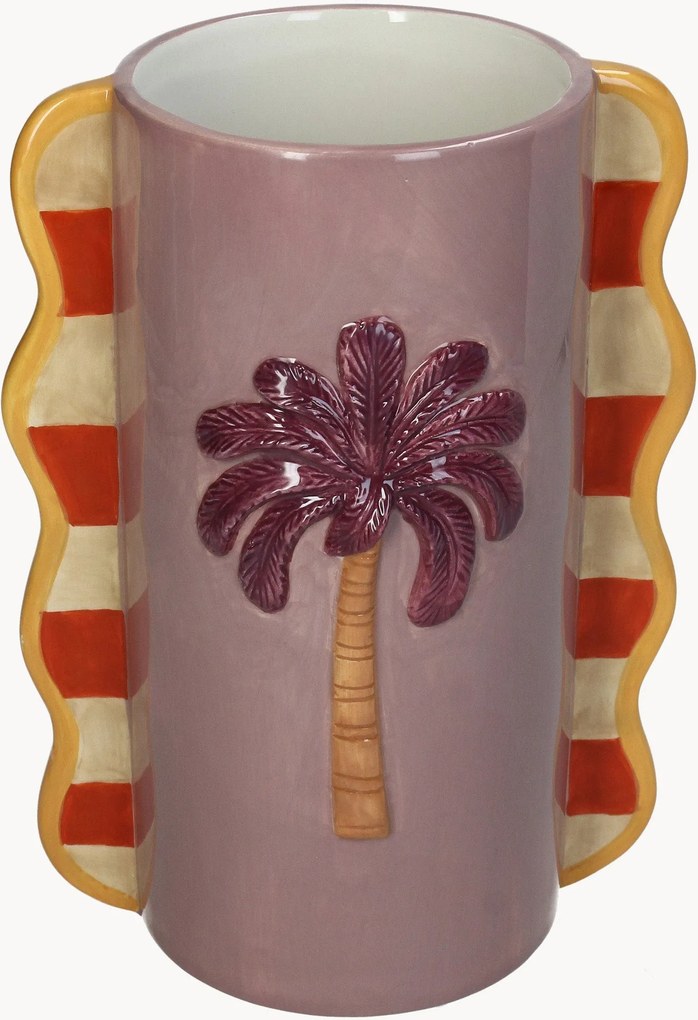 Vaso decorativo dipinto a mano Palm Tree, alt. 23 cm