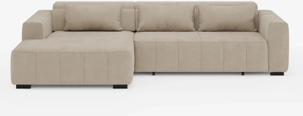 Doric Divano angolare con penisola e sedute allungabili con relax elettrico - poggiatesta reclinabili in tessuto smacchiabile T23