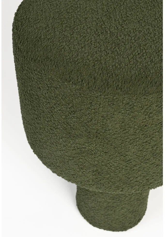 Poggiapiedi verde con rivestimento in bouclé Marcos – White Label