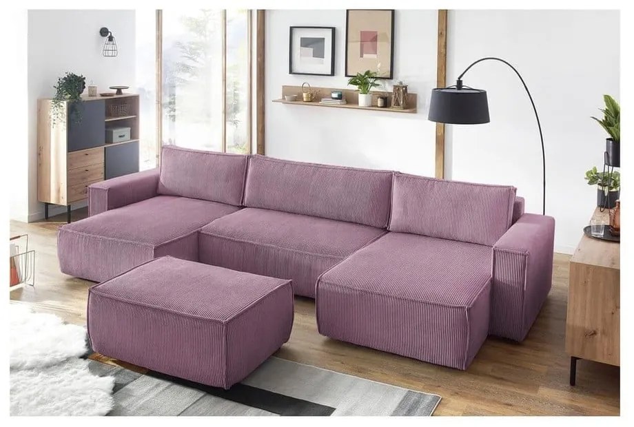 Sgabello in velluto a coste rosa Nihad - Bobochic Paris