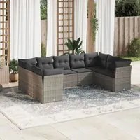 Set Divano da Giardino 9 pz con Cuscini Grigio in Polyrattancod mxl 91158