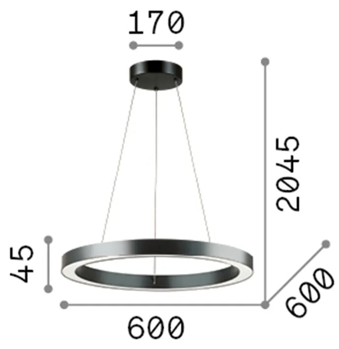 Sospensione Moderna Oracle Alluminio-Plastiche Bianco Led 33W 3000K D60Cm