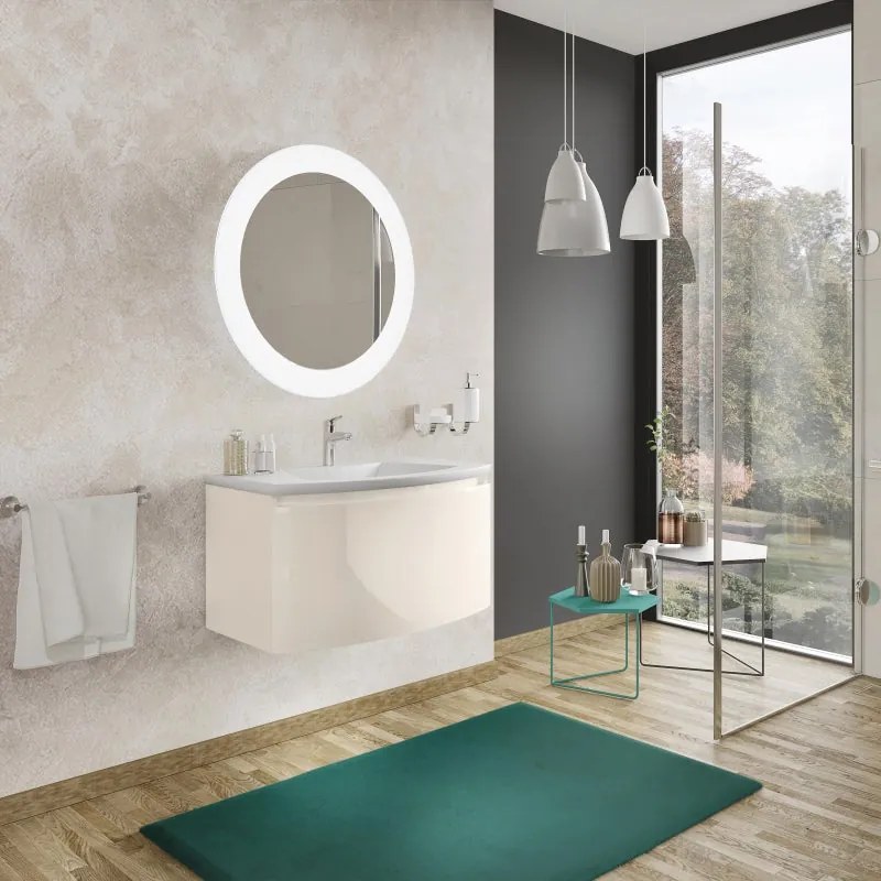Mobile da bagno sospeso sotto lavabo L 80 x H 40 x P 48 cm beige lucido, 1 cassetto Sole