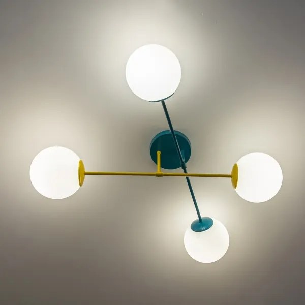 Plafoniera MOON 4xE27/15W/230V turchese/giallo