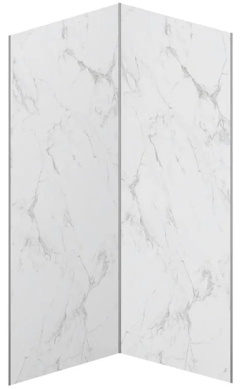 Pannello per parete da doccia effetto marmo bianco in alluminio con profili 2xL90xH210 cm - Lotto di 2 - ENEKO
