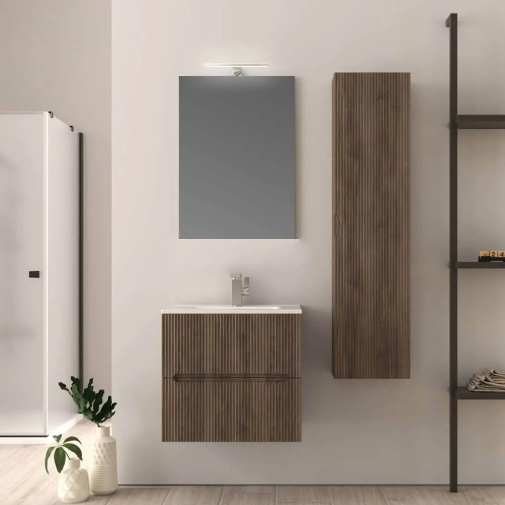 Mobile bagno cannettato 60 cm colore Noce Riga