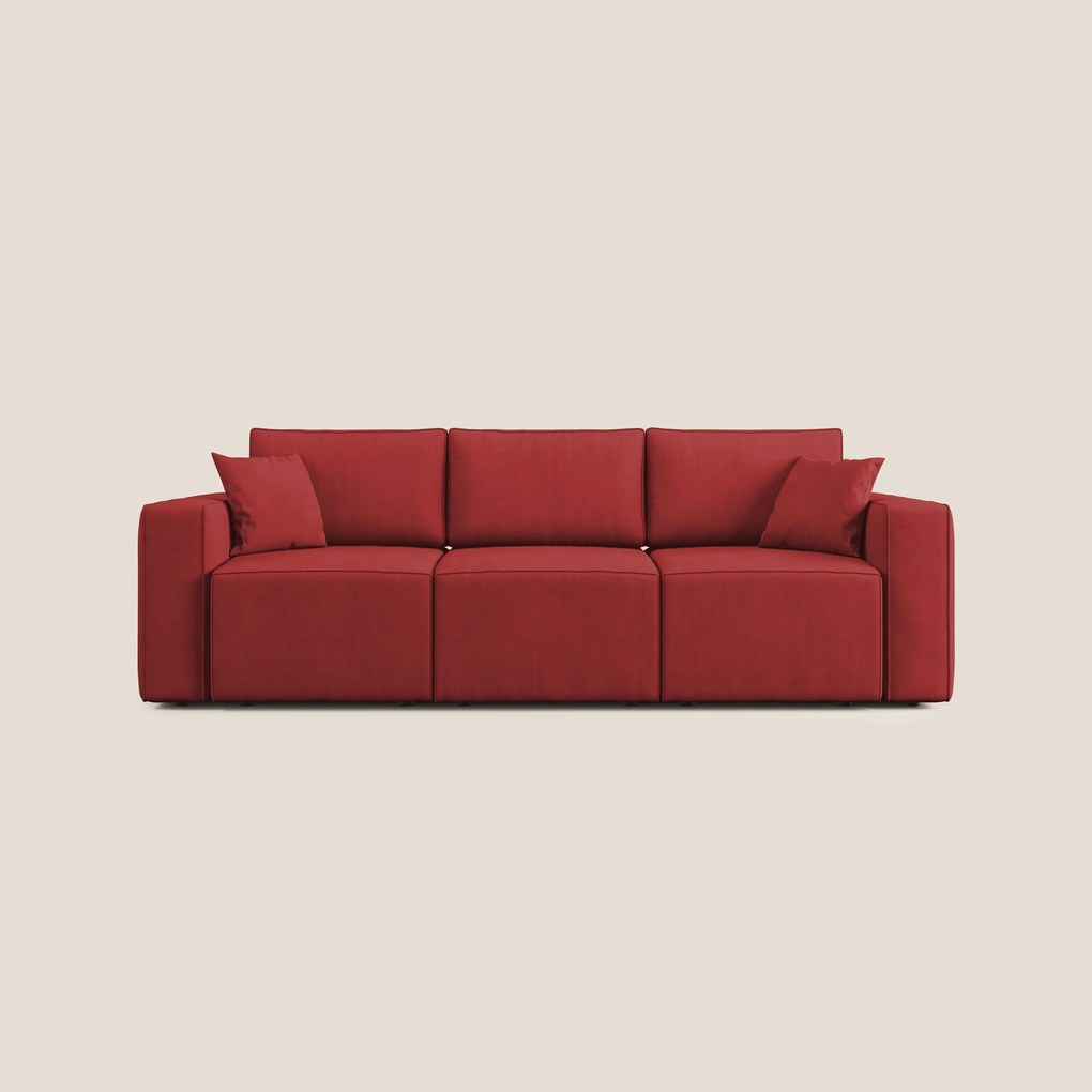 Morfeo divano con 3 sedute estraibili in morbido tessuto impermeabile T02 rosso