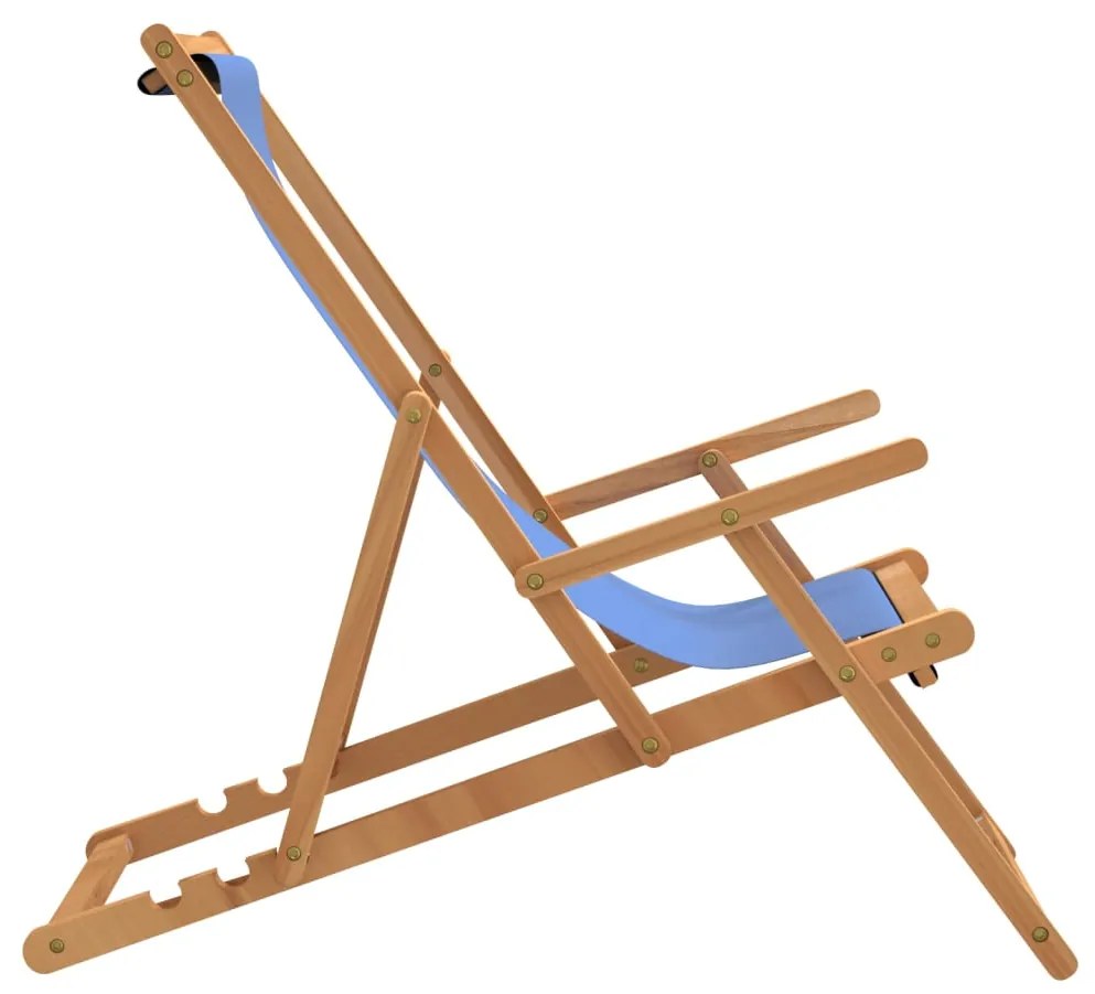 Sdraio pieghevole da spiaggia in legno massello di teak blu
