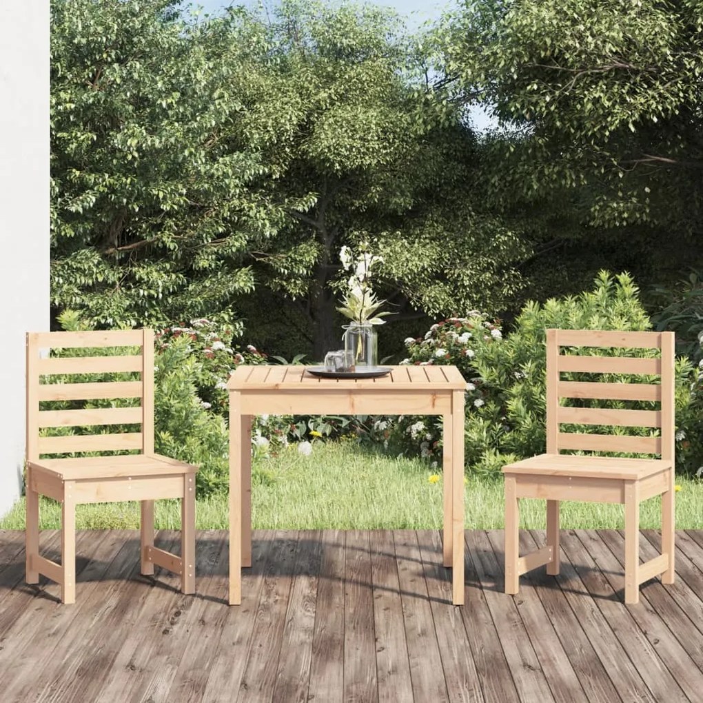Set Bistrot Da Giardino 3 Pz İn Legno Massello Di Pino /