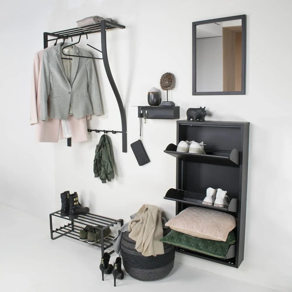 Attaccapanni da parete argentato in metallo con scaffale 75 cm Carve – Spinder Design