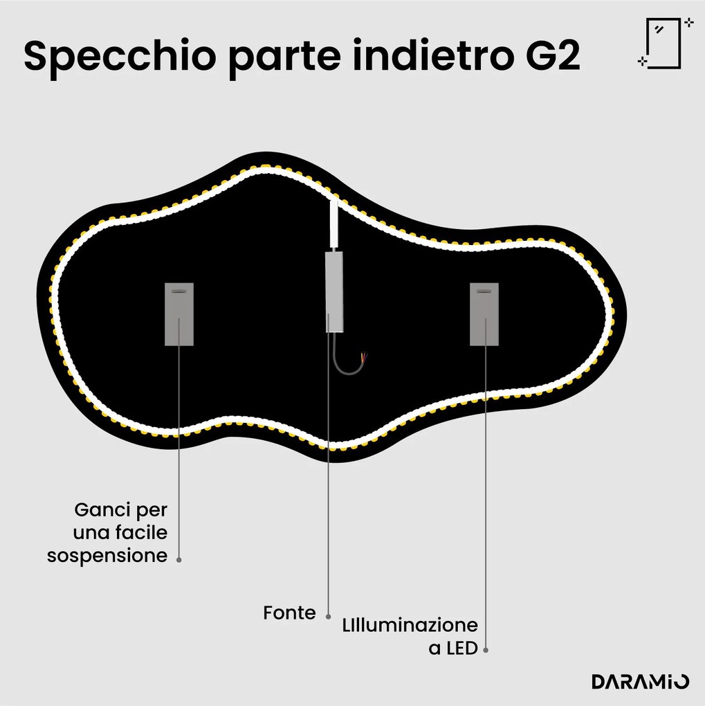 Specchio asimmetrico con luce LED G2