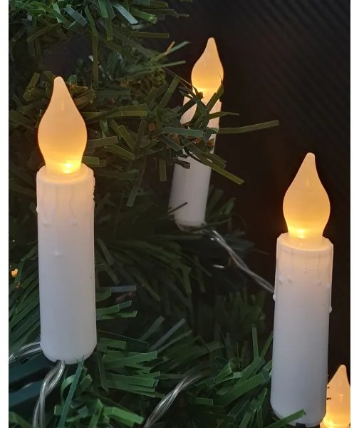 Catena decorativa natalizia a LED 10 LED, alimentazione 2x AA, 1,65 m, luce calda, a forma di candela