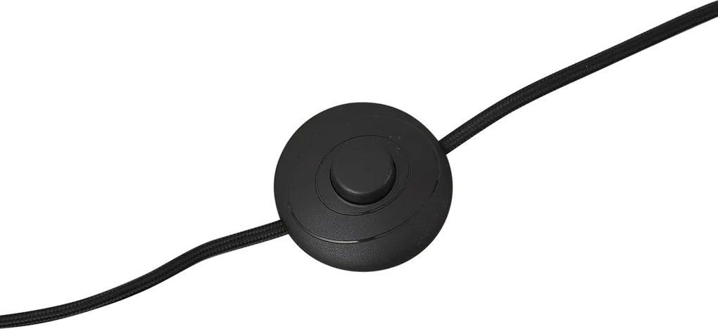Lampada da terra nera con paralume floreale e interno bianco 45cm - Classico