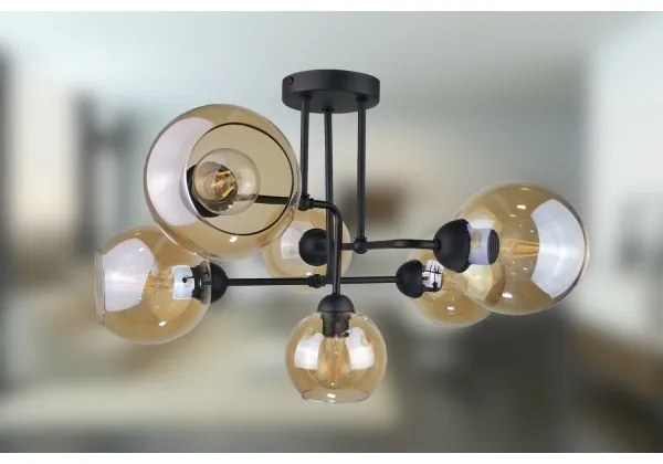 Lampadario a plafone MONDE BLACK 6xE27/60W/230V