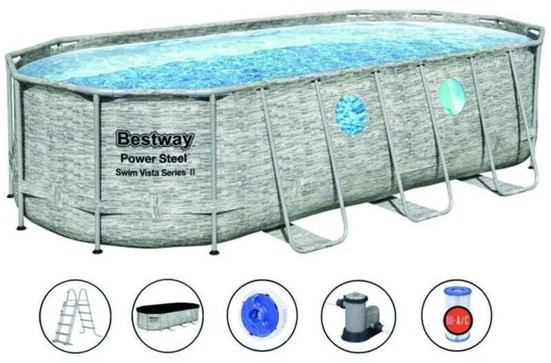 Piscina power steel swim vista ovale telaio portante cm.549x274x122h. -cm.549x274x122h - capacità lt.13430 - (art.56716)