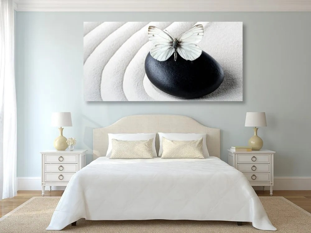 Quadro su tela – Pietra Zen con farfalla