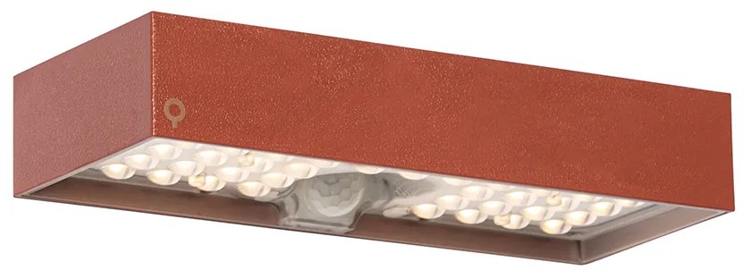 Lampada da parete per esterni rossa con luce dimmerabile e sensore solare - Kayo