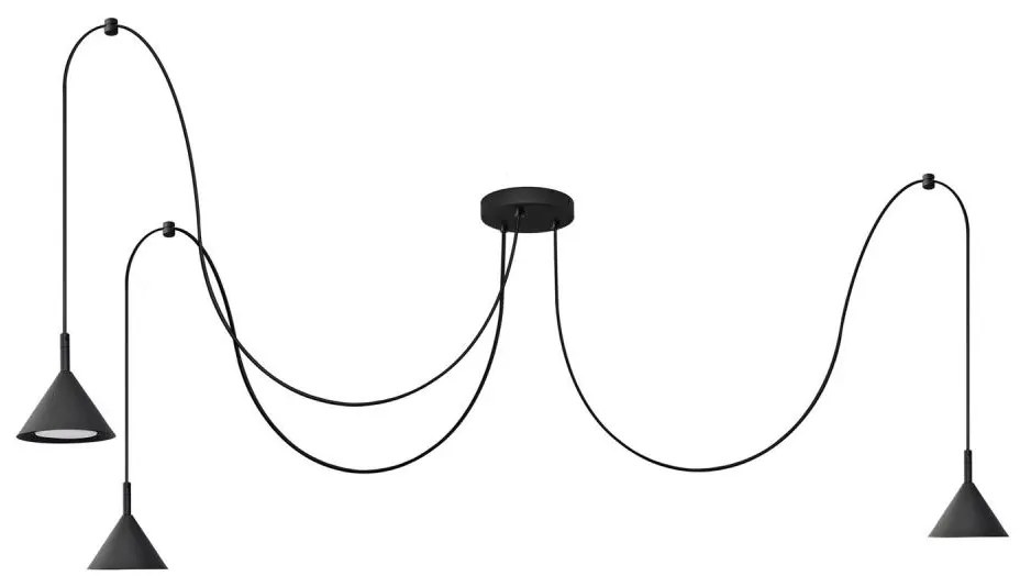 Lampadario a sospensione con filo ETNA 3xGX53/10W/230V ragno nero