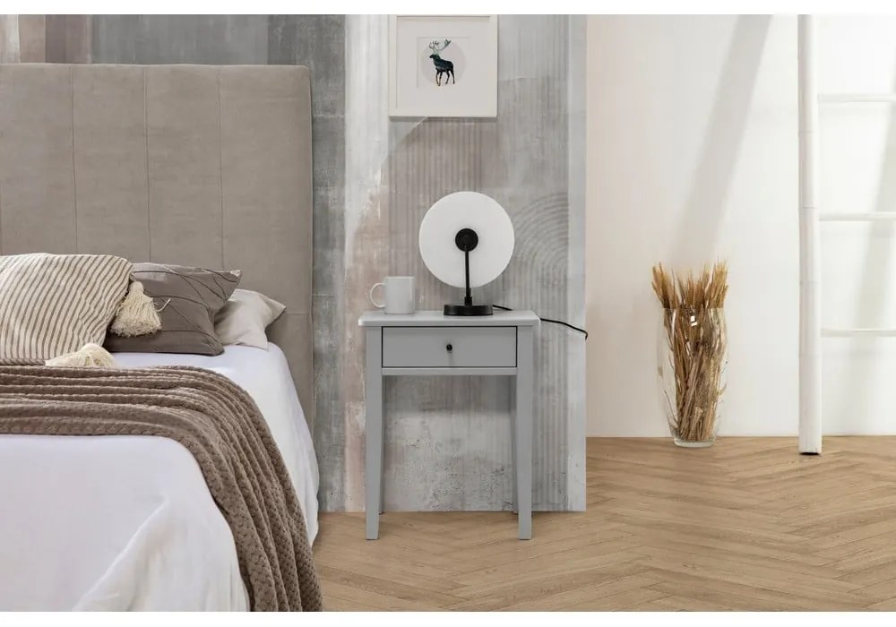 Comodino in legno di pino grigio chiaro Bart - Marckeric