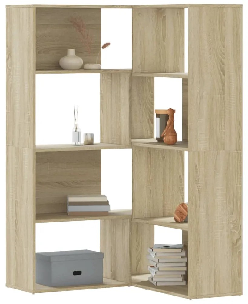 Libreria angolare 4ripiani rovere sonoma 85x85x140cm truciolato