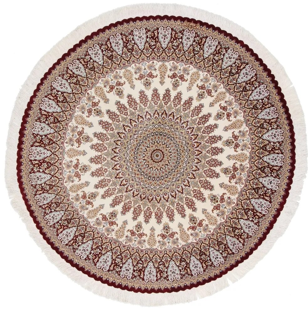 Ghom Tappeto 150x150 Rosso (Iran) Annodato A Mano