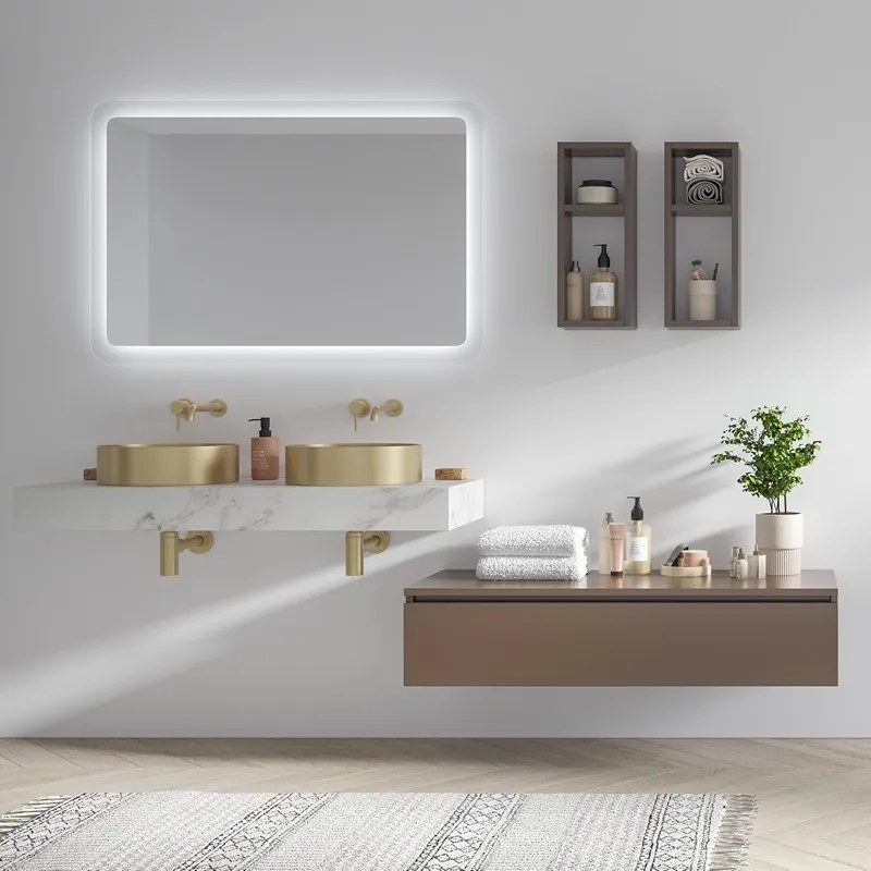 Composizione bagno sospesa mobile e mensolone da 120cm | KAM-KK1201 - KAMALU