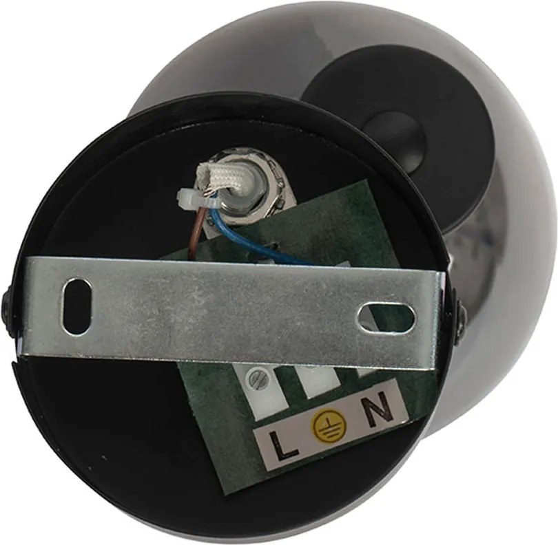 Faretto da soffitto intelligente nero con vetro fumé incl. Wi-Fi P45 - Vidro