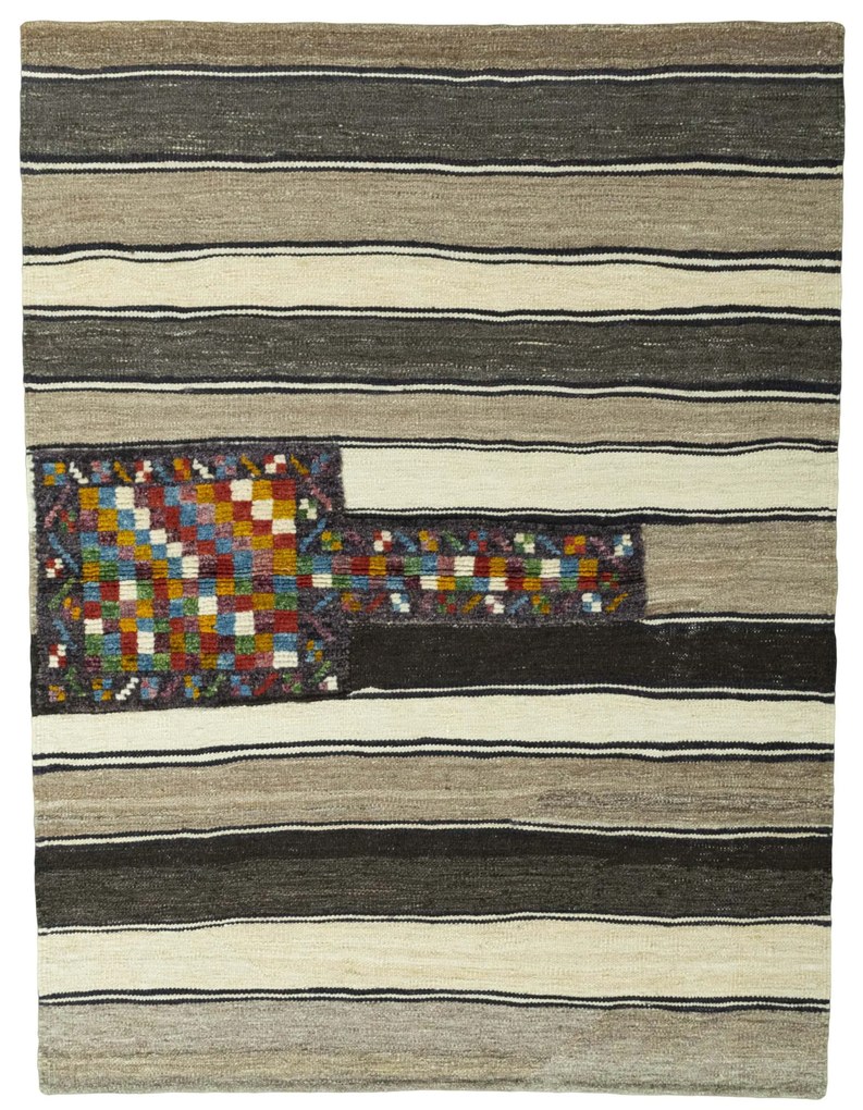 Kilim Tappeto 140x110 Beige (Iran) Tessuto A Mano