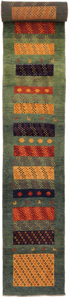 Gabbeh Tappeto 660 x 90 (Iran) Annodato A Mano