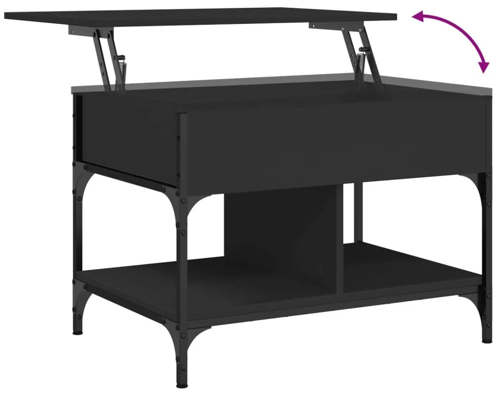 Tavolino da Salotto Nero 70x50x50cm Legno Multistrato Metallo