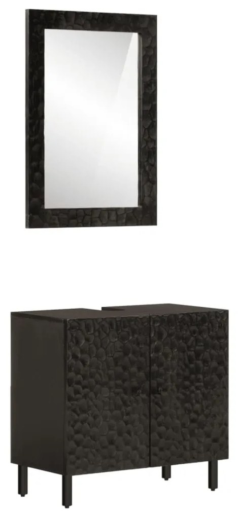 Set Mobili Da Bagno 2pz İn Legno Massello Di Mango /