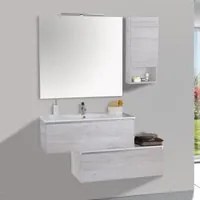 Mobile da Bagno Sospeso 100cm Pensile P18cm Mazzoni Boston 15 Bianco Frassinato