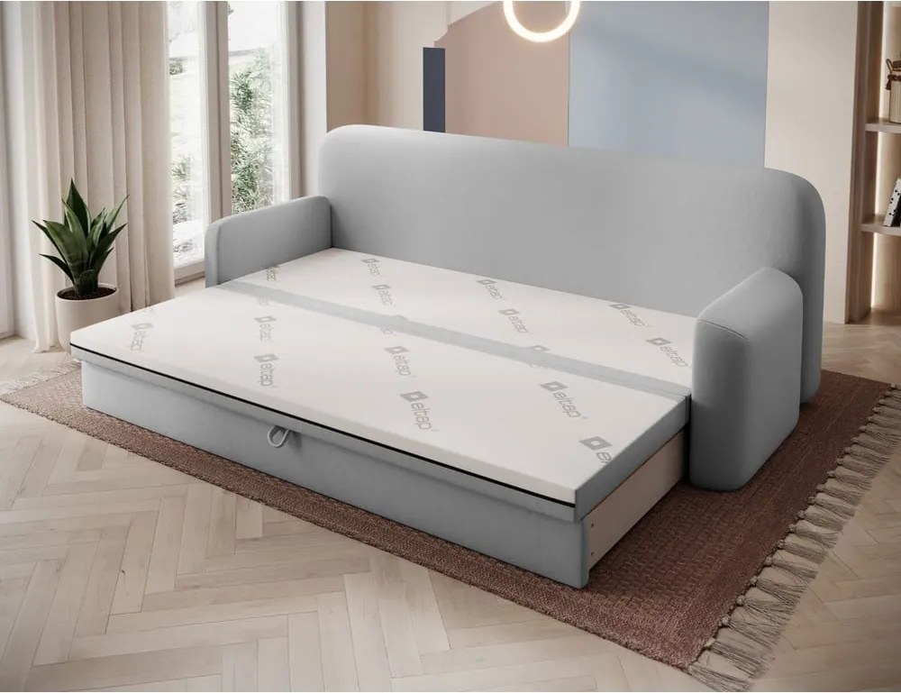 Divano grigio chiaro allungabile/con contenitore e rivestimento in velluto 236 cm Elioss – ELTAP