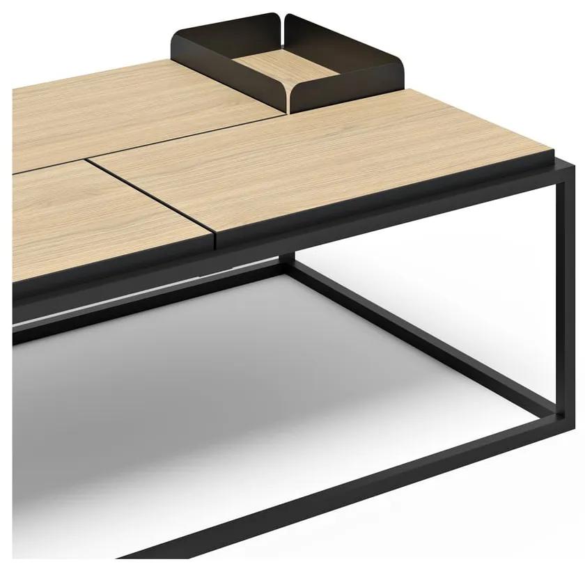 Tavolino con piano in rovere nero e naturale 75x120 cm Douro - TemaHome