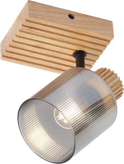 Faretto smart in legno con vetro fumé orientabile e inclinabile con Wifi G45 - Gracy